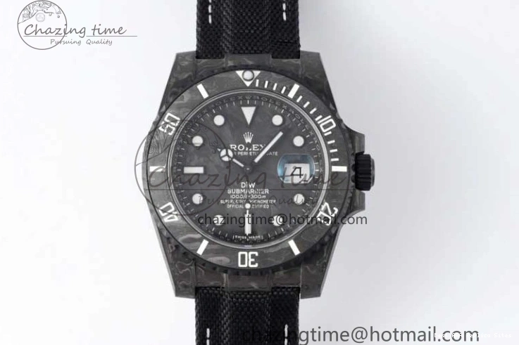 DIW Black Edition Carbon Black Strap AllSeason Nylon VSF 1:1 White VS Dial Best 2165 on Submariner 0121